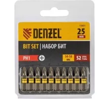 Набор бит Denzel PH1х25 сталь s2, шестигранный профиль, 10 шт. 11651