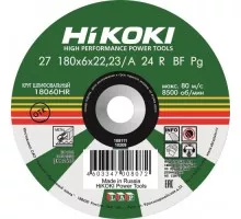 Шлифовальный круг по металлу HiKOKI 180х6х22мм, A24R, тип27 [RUH18060]