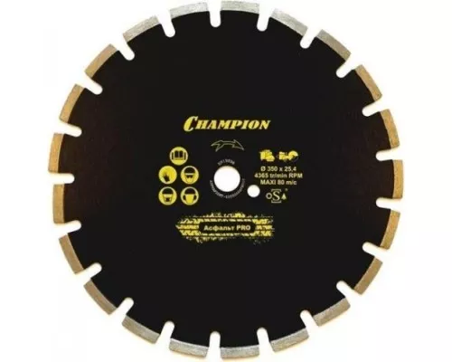 Алмазный диск для резки асфальта CHAMPION Asphafight PRO 350 по бетону,свежий бетон,мягкие блоки) [C1610]