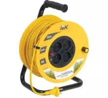 Удлинитель на катушке IEK УК30 2Р/30м 2х0,75мм Garden с термозащитой 4 места WKP23-06-04-30