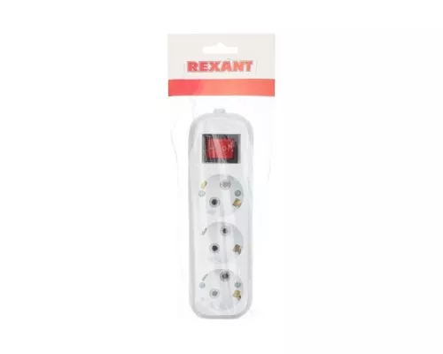 Розетка REXANT 11-8706 3 гнезда с кнопкой c заземлением Розетка REXANT 11-8706 3 гнезда с кнопкой c заземлением
