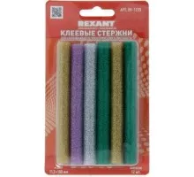 Стержни клеевые REXANT цветные с блестками 11 x100 мм, 12 шт. 09-1235