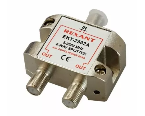 Делитель REXANT 05-6201 ТВх2 под F-разъем, 5-1000МГц СПУТНИК Делитель REXANT 05-6201 ТВх2 под F-разъем, 5-1000МГц СПУТНИК
