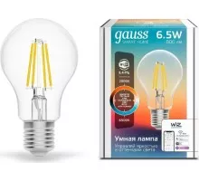 Лампа светодиодная GAUSS Smart home filament а60 6,5w 806lm 2000-6500к e27 1220112