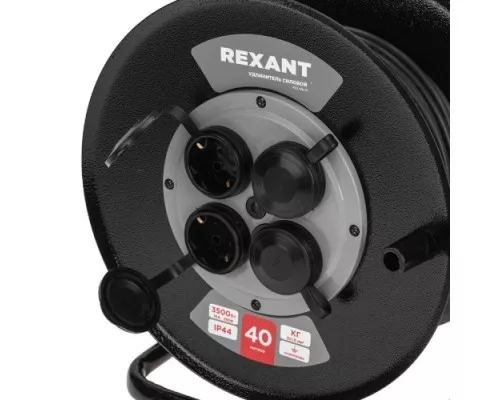 Удлинитель на катушке REXANT 13-5012 силовой кг 4 гнезда, с/з, 40м, 3х1,5мм², ip44 Удлинитель на катушке REXANT 13-5012 силовой кг 4 гнезда, с/з, 40м, 3х1,5мм², ip44