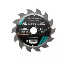 Пильный диск по дереву METALLICA Optima 185x30/20/16 мм 14 зубов, Т=2,4 мм продольный 902622