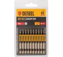 Набор бит Denzel PH2х60 сталь s2, круглый профиль, 10 шт. [11642]