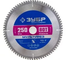Пильный диск по алюминию ЗУБР Мультирез 250x32мм 80т 36907-250-32-80_z01