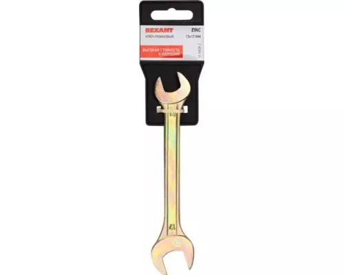 Ключ рожковый REXANT 12-5828-2 13х17 мм, желтый цинк Ключ рожковый REXANT 12-5828-2 13х17 мм, желтый цинк