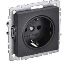 Розетка IEK BRITE РС14-1-0 16а защ. шторки черн. BR-R14-16-K02