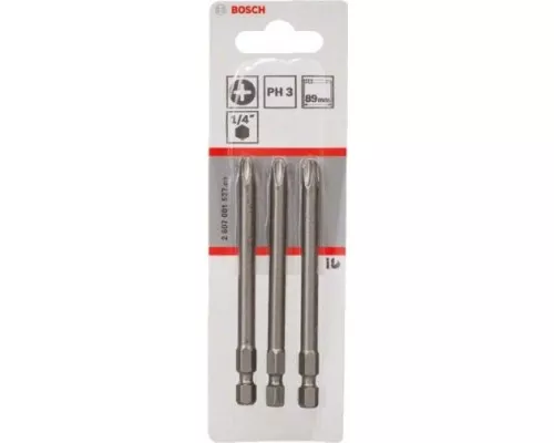 Бита для заворачивания BOSCH Extra Hard 89 мм PH3 3шт [2607001537]