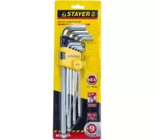 Набор ключей шестигранных STAYER HEX 1,5-10 длинные с шариком, 9 пр. 2741-H9-2