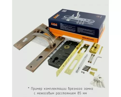 Замок врезной НОРА-М 106-85 М цилиндровый комплект с ручками Замок врезной НОРА-М 106-85 М цилиндровый комплект с ручками