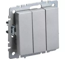 Выключатель трехклавишный IEK BRITE ВС10-3-0-БрА 10А алюм. BR-V30-0-10-K47