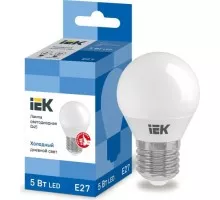 Лампа светодиодная IEK G45 5Вт 6500К Е27 Шар LLE-G45-5-230-65-E27