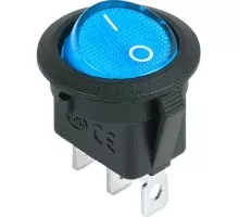 Выключатель клавишный круглый REXANT 12V 20А (3с) ON-OFF ( уп.10 штук ) синий с подсветкой (RWB-214) 36-2586