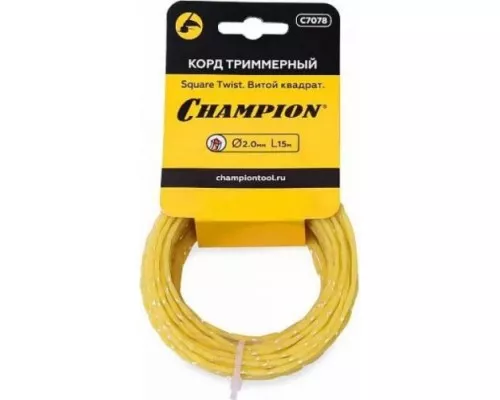 Леска триммерная CHAMPION C7078 square twist 2.0мм *15м витой квадрат Леска триммерная CHAMPION C7078 square twist 2.0мм *15м витой квадрат