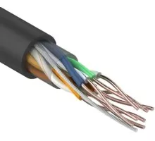 Кабель REXANT U/UTP, CAT 5e, PE 4х2х0,50мм, 24AWG внешний, черный, 100м 01-0045-100