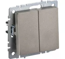 Выключатель двухклавишный IEK BRITE ВС10-2-0-БрШ 10А шампань BR-V20-0-10-K37