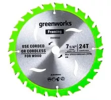 Пильный диск по дереву GREENWORKS 184x20 мм, 24T 2943407