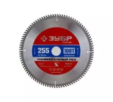 Пильный диск по алюминию ЗУБР Универсальный рез 255x32/30мм 100т 36916-255-32-100_z01
