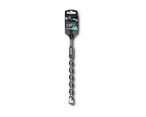 Бур SDS-plus METALLICA Optima 20х260/200 мм по бетону напайка с центром, 2 спирали [904787]