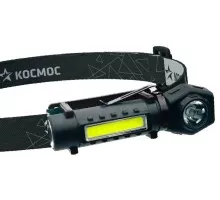 Фонарь налобный КОСМОС KOC508Lit аккумуляторный, 3 Bт + 3 Bт COB, Li-ion