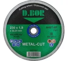 Отрезной круг по металлу D.BOR 230x1,9x22,2 мм A46T-BF, F41 METAL-CUT D-F41-MC-230-19-22