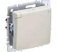 Розетка IEK BRITE РСбш10-3-44 16а защ. шторки с крышкой беж. BR-R16-16-44-K10