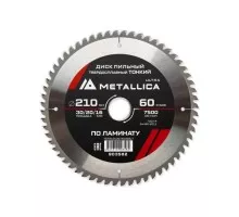 Пильный диск по ламинату METALLICA Ultra 210x30/20/16 мм 60 зуб, Т=2,0 мм ТОНКИЙ 903582
