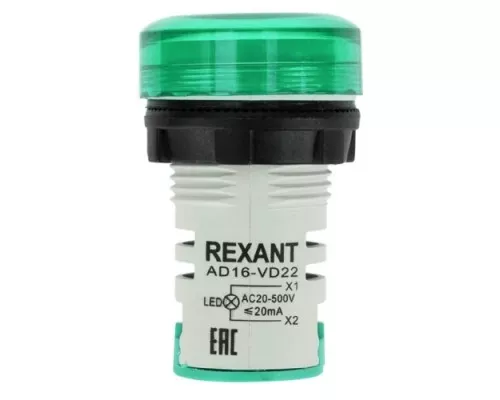 Индикатор значения напряжения REXANT 36-5001 зеленый VD22 70-500 В (уп. 10 штук )