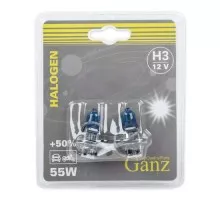 Лампа галогеновая GANZ GIP06050 12V H3 55W +50%PK22s 5000k 2 шт.