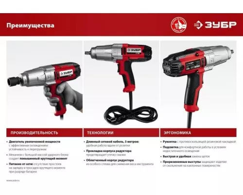 Гайковерт сетевой ЗУБР ГС-300 К ударный