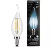 Лампа светодиодная GAUSS Свеча filament на ветру 11w 830lm 4100к е14 led 104801211