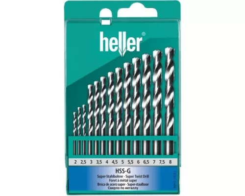 Набор сверл по металлу HELLER hss-g ? 2/2.5/3….7,5/8 (13 пр) [TD17733]
