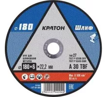 Шлифовальный круг по металлу КРАТОН A30TBF 180х6.0х22.2 мм 10704004 1 07 04 004