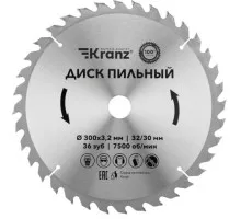 Пильный диск по дереву Kranz KR-92-0132 300х32/30 мм, 36 зуб.