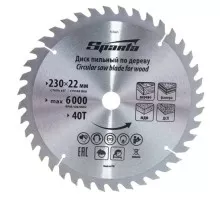 Пильный диск по дереву Sparta 230х22мм, 40 зубьев 732465