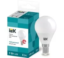 Лампа светодиодная IEK G45 9Вт 4000К Е14 Шар LLE-G45-9-230-40-E14