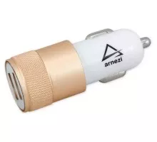 Адаптер автомобильный в прикуриватель ARNEZI A0603011 2хUSB 5B 2.4A белый/золотой