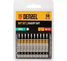 Набор бит Denzel HEX 3х50 сталь s2, шестигранный профиль, 10 шт. 11661