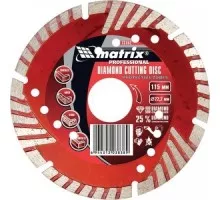 Алмазный диск для резки бетона MATRIX 115х22,2 мм отрезной сегментный с защитными сект, 73152