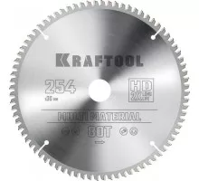 Пильный диск по алюминию KRAFTOOL Multi Material 254х30мм 80Т 36953-254-30