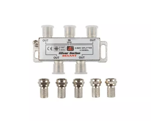 Делитель REXANT 05-6103 ТВх4 под F-разъем, 5-1000МГц, Silver