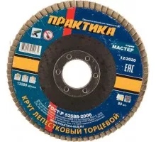 Круг лепестковый ПРАКТИКА шлифовальный 115х22 мм Р 100, серия Мастер 775-693
