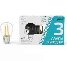 Лампа светодиодная GAUSS Filament Шар E27 7W 4100K LED (в упаковке 3шт) 105902207T