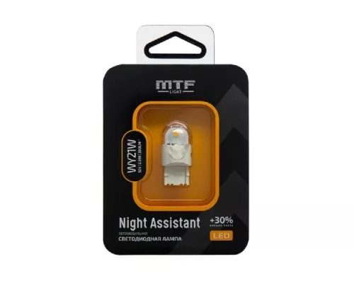 Лампа светодиодная MTF LIGHT серия Night Assistant 12В, 2.5Вт, W21W, янтарный,  блистер NWY21W