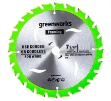 Пильный диск по дереву GREENWORKS 184x20 мм, 40T 2943307