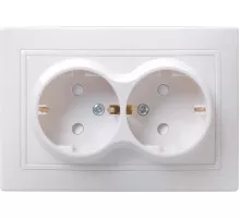 Розетка IEK Кварта Рсш12-3 2-м сп 16а ip20 с заземл. защ. шторки бел. ERK21-K01-16-DM