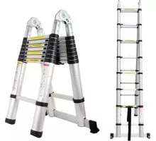 Лестница телескопическая АЛЮМЕТ DTLH2.5 двухсторонняя с шарниром 2,5+2,5 м DTLH 2.5